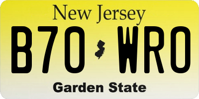NJ license plate B70WRO
