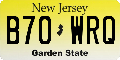 NJ license plate B70WRQ