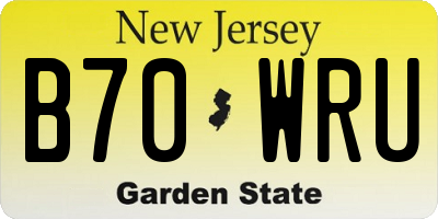 NJ license plate B70WRU