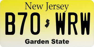 NJ license plate B70WRW