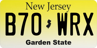 NJ license plate B70WRX