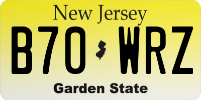 NJ license plate B70WRZ