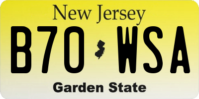 NJ license plate B70WSA