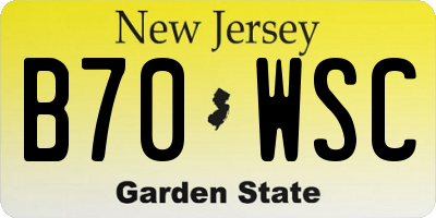 NJ license plate B70WSC