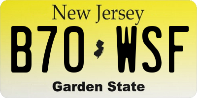 NJ license plate B70WSF