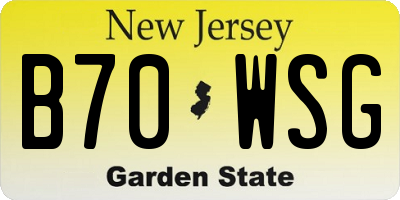 NJ license plate B70WSG