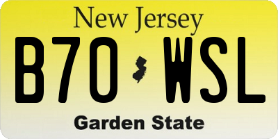 NJ license plate B70WSL