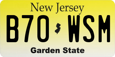 NJ license plate B70WSM