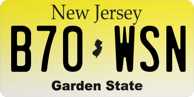 NJ license plate B70WSN