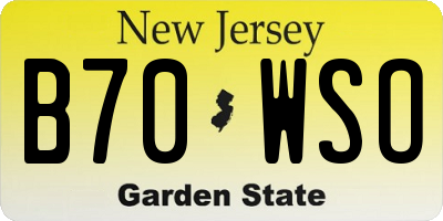 NJ license plate B70WSO