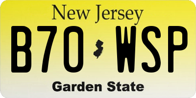 NJ license plate B70WSP