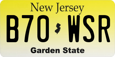 NJ license plate B70WSR