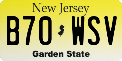 NJ license plate B70WSV