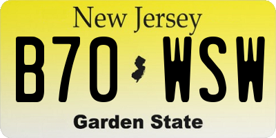 NJ license plate B70WSW