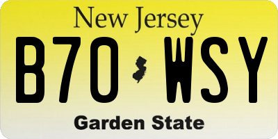 NJ license plate B70WSY