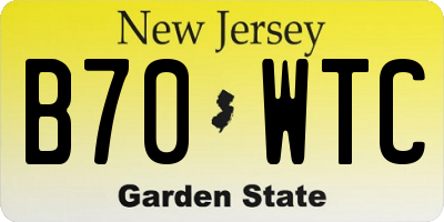 NJ license plate B70WTC
