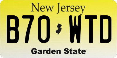 NJ license plate B70WTD