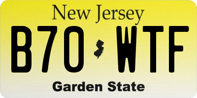 NJ license plate B70WTF