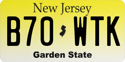 NJ license plate B70WTK
