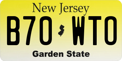NJ license plate B70WTO