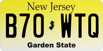 NJ license plate B70WTQ