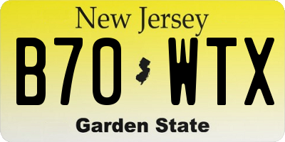 NJ license plate B70WTX
