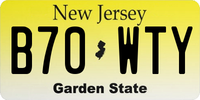 NJ license plate B70WTY