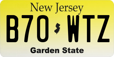 NJ license plate B70WTZ