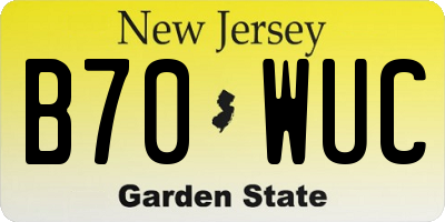 NJ license plate B70WUC