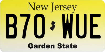 NJ license plate B70WUE