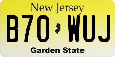NJ license plate B70WUJ