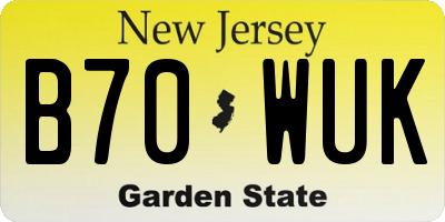 NJ license plate B70WUK