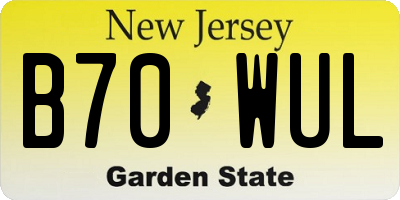NJ license plate B70WUL