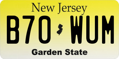 NJ license plate B70WUM