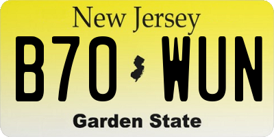 NJ license plate B70WUN