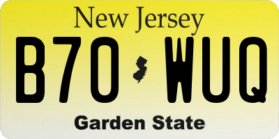 NJ license plate B70WUQ