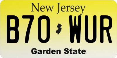 NJ license plate B70WUR