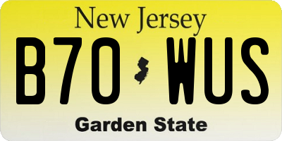 NJ license plate B70WUS