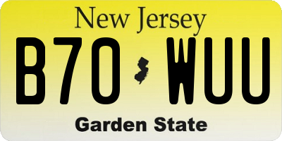 NJ license plate B70WUU