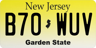 NJ license plate B70WUV