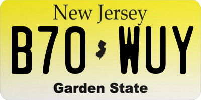 NJ license plate B70WUY