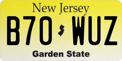 NJ license plate B70WUZ
