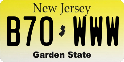 NJ license plate B70WWW
