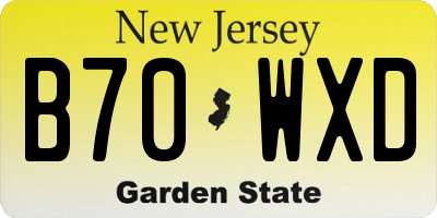 NJ license plate B70WXD