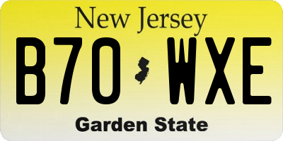 NJ license plate B70WXE