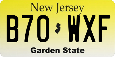 NJ license plate B70WXF