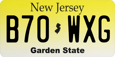 NJ license plate B70WXG