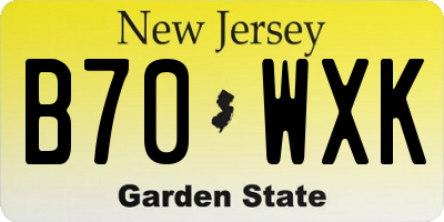 NJ license plate B70WXK