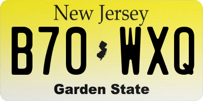 NJ license plate B70WXQ