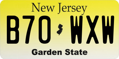 NJ license plate B70WXW
